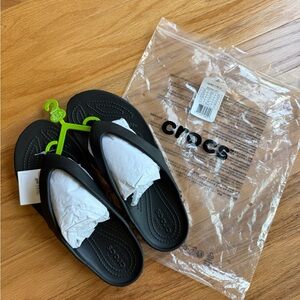 NWT- Crocs Classic Black Slide Sandals- Kadee II Flip W8